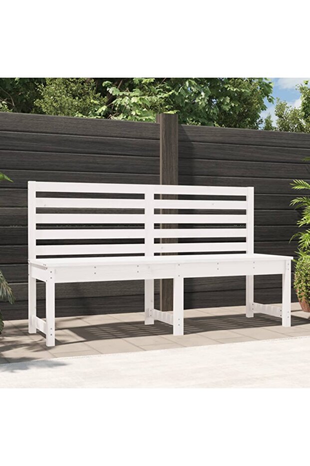 Garden bench, white, 157.5 cm, solid pine wood - 1