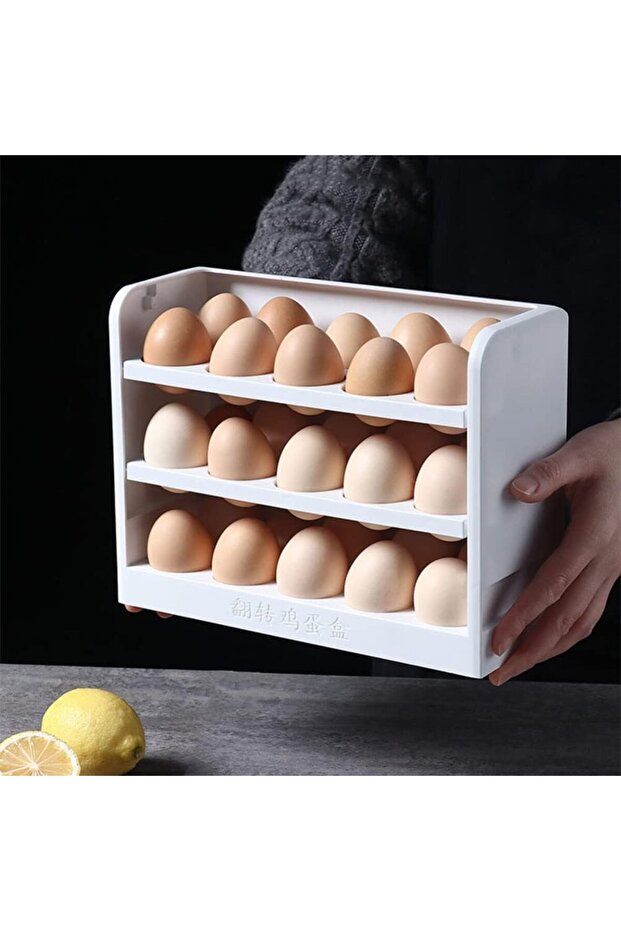 30-Grid Egg Storage Rack, Transparent Fridge Organizer with Separate Slots, Space Saving