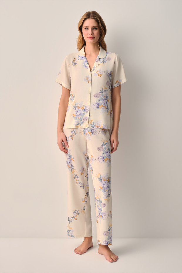 Lina Shirt Collar Pajama Set