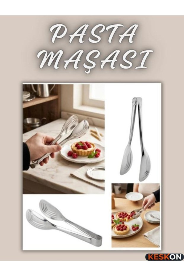 Pastry Tongs – Stainless Steel Serving Tongs, Non-Slip Grip Kitchen Serving Tongs
