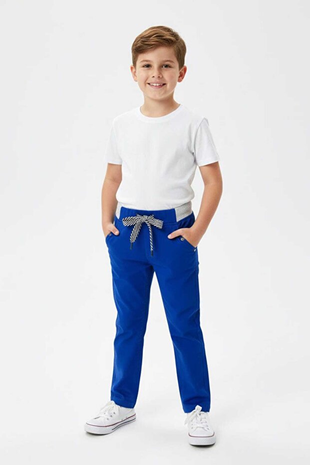 Boys Royal Blue Joggers Drawstring Casual Sweatpants Kids | Sizes 2-12Years | MH
