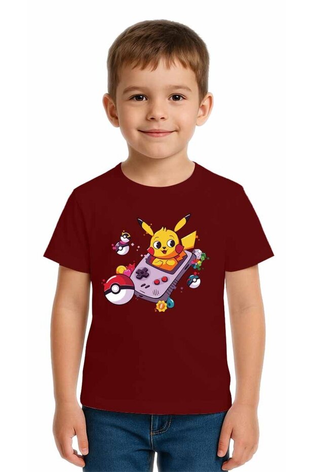 Unisex Pikachu Printed Kids T-Shirt Cotton Count Combed Cotton Fabric