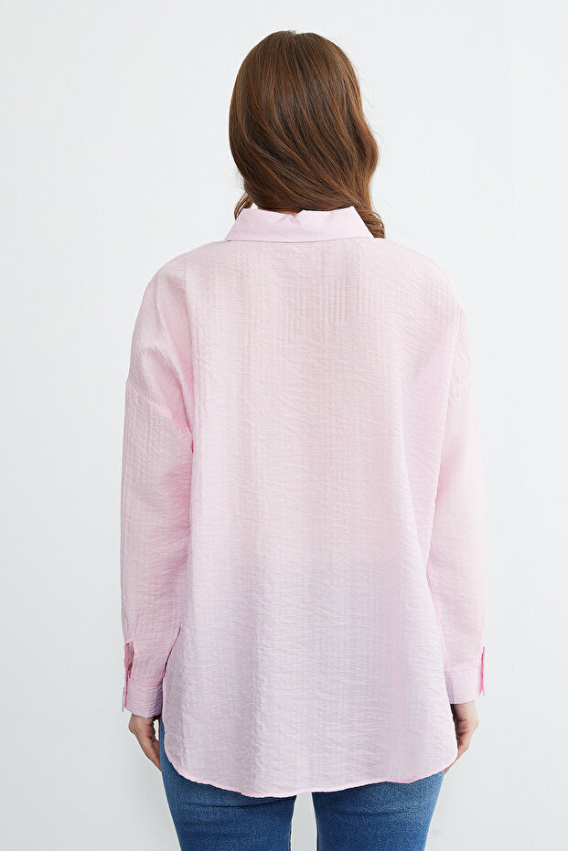 Basic Düğmeli Krinkıl Gömlek - 8