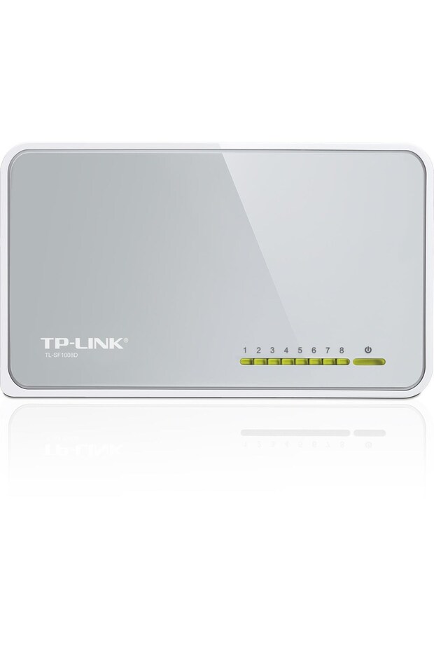 محول شبكة تي بي-لينك TL-SF1008D بـ 8 منافذ 10/100 مع علبة بلاستيكية