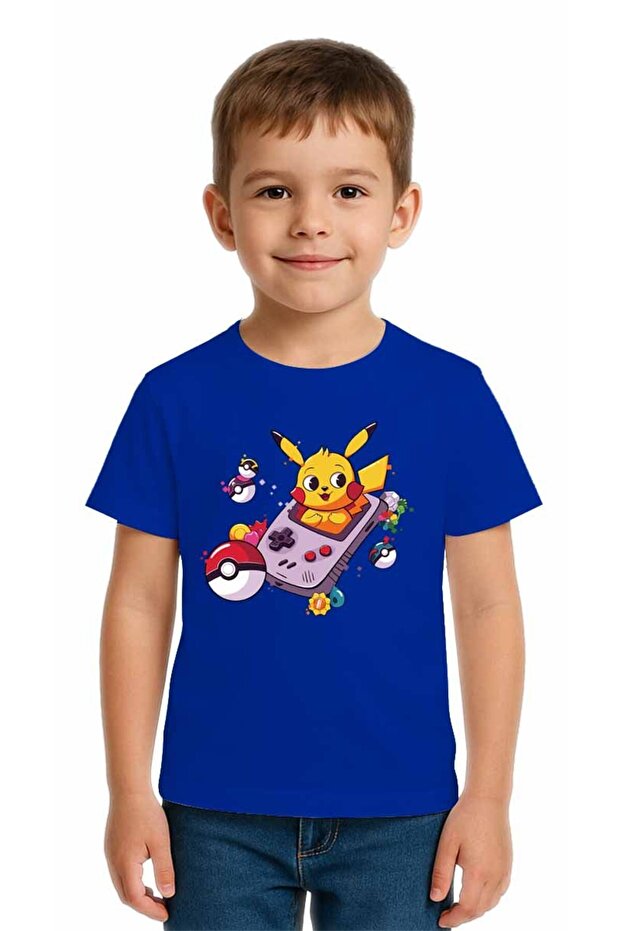 Unisex Pikachu Printed Kids T-Shirt Cotton Count Combed Cotton Fabric