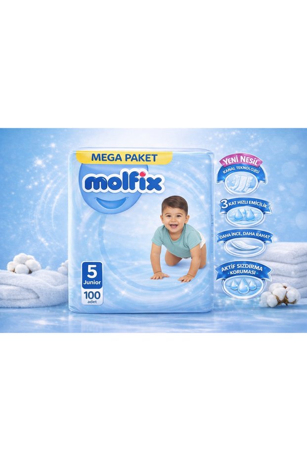 Mega Pack Size 5 Junior 100 Pieces Baby Diapers 11-18 kg