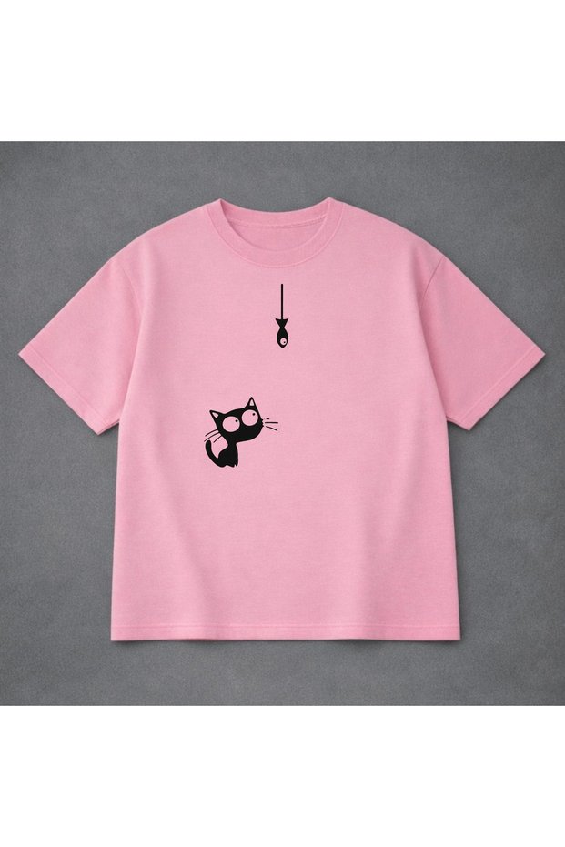 Men's Oversized T-Shirt Avci Kedi̇ B Printed 100% P Cotton T-Shirt Comfortable Fit