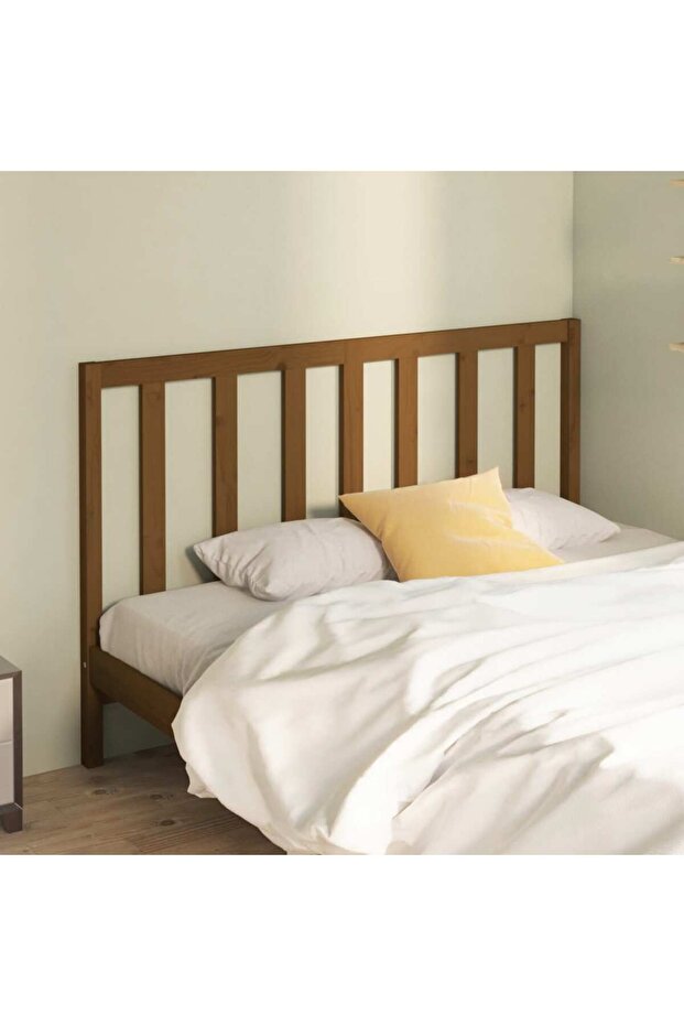 Bedside table, honey brown, 156x4x100 cm, solid pine wood - 1