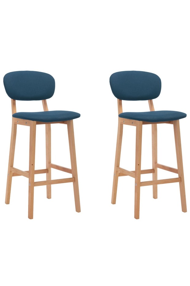 Bar stools, 2 pcs., blue, fabric