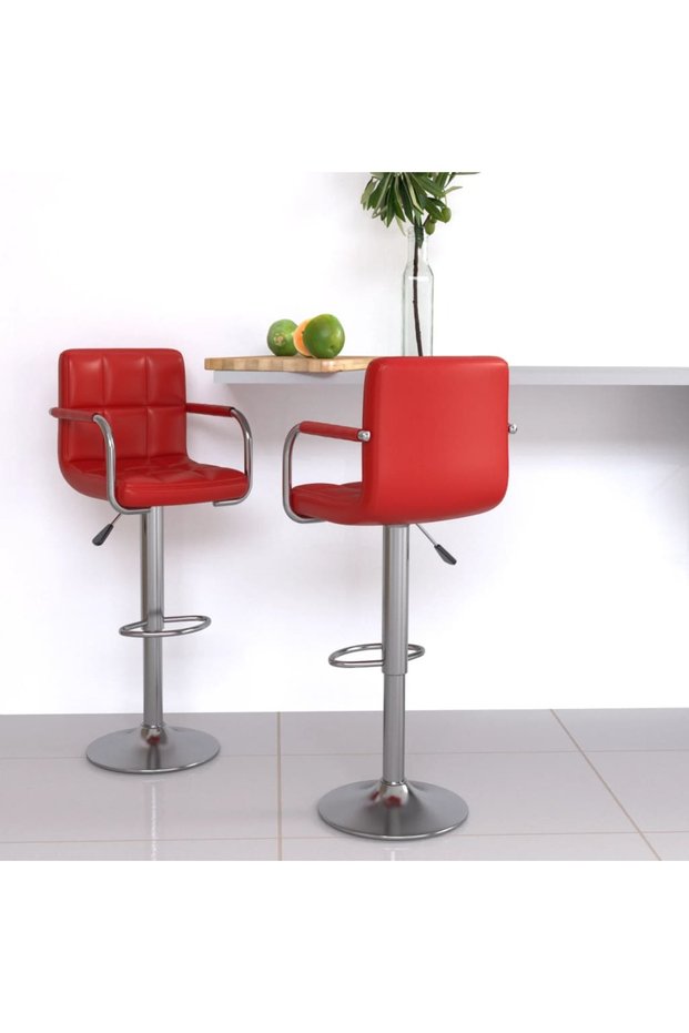 Bar stools, 2 pcs., wine red, eco- Leather