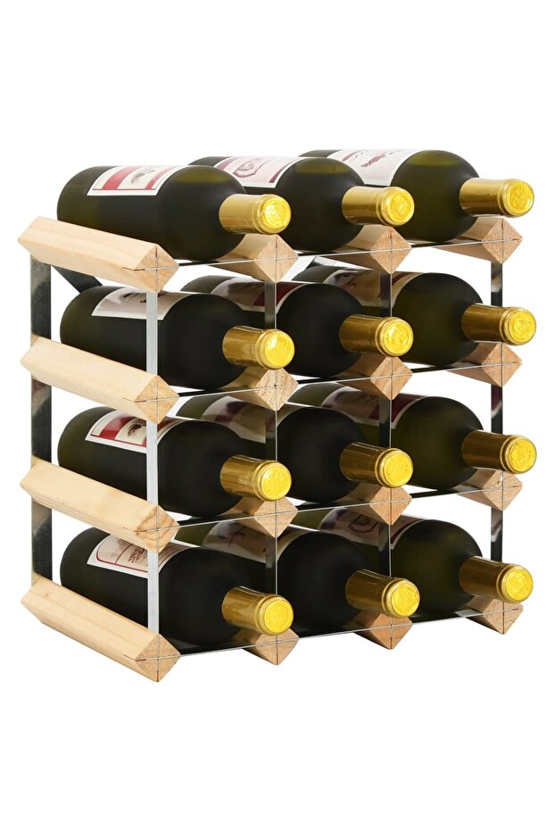 Wine bottle holder for 12 bottles, solid pine wood - 1