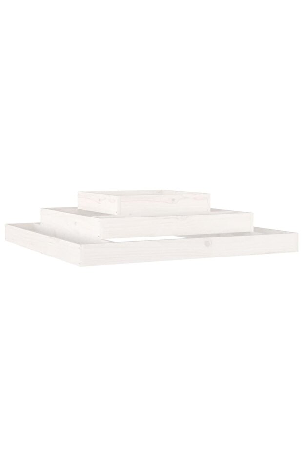 Planter, white, 110x110x27 cm, solid pine wood - 2