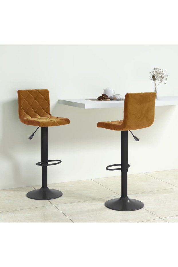 Bar stools, 2 pcs., brown, Velvet