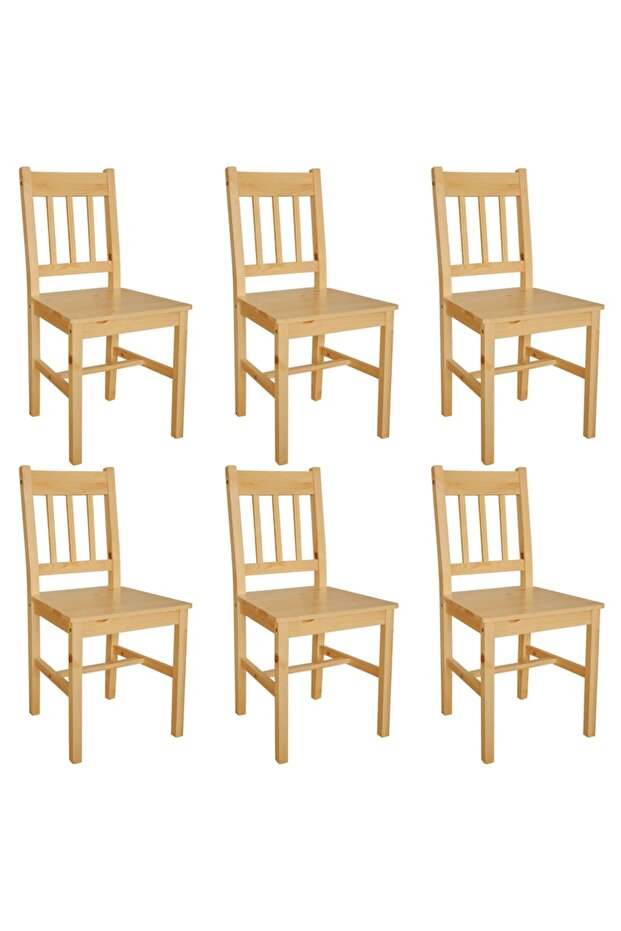 Kitchen chairs, 6 pcs., pine wood - 1