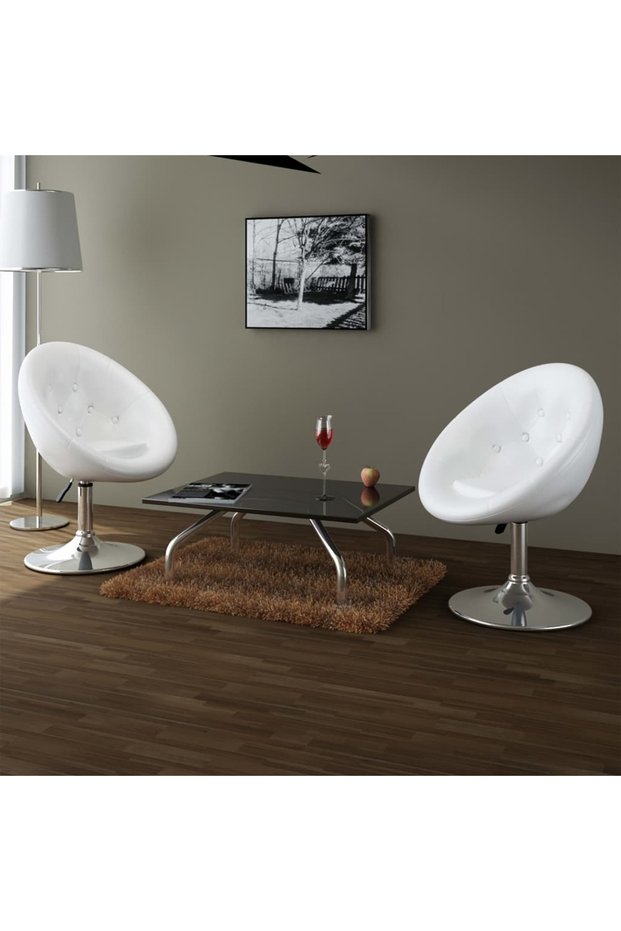 Bar stools, 2 pcs., white, eco- Leather