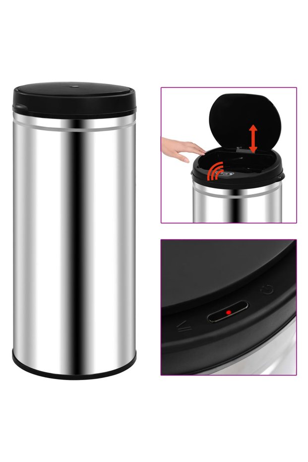 Automatic sensor trash can, 80 L, stainless steel