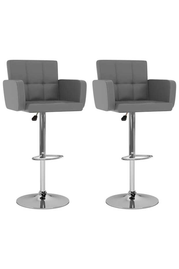 Bar stools, 2 pcs., gray, eco- Leather