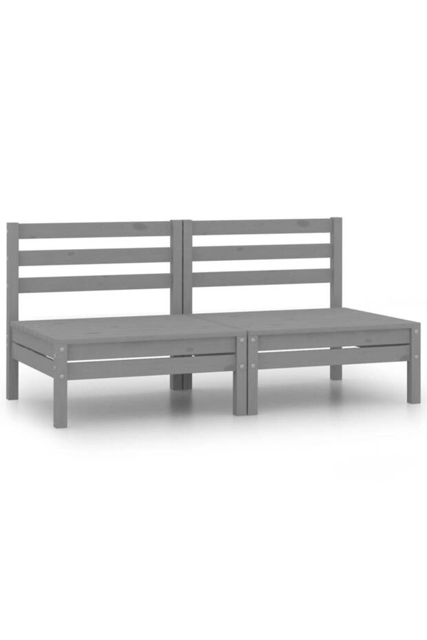 Garden center sofas, 2 pcs., gray, solid pine wood