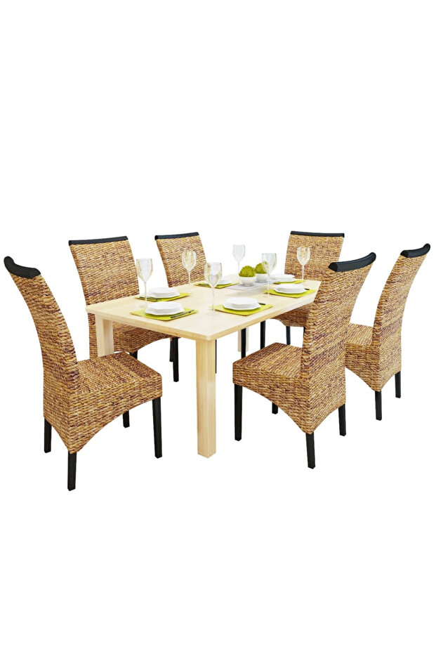 Kitchen chairs, 6 pcs., abaca & solid mango wood - 1
