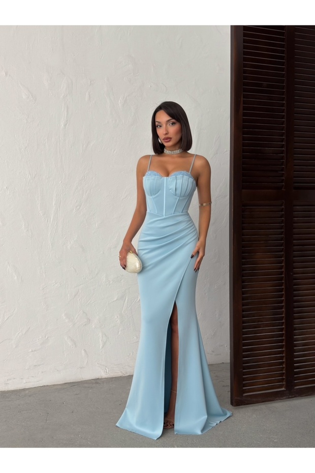Rochie lunga eleganta tip corset - 5