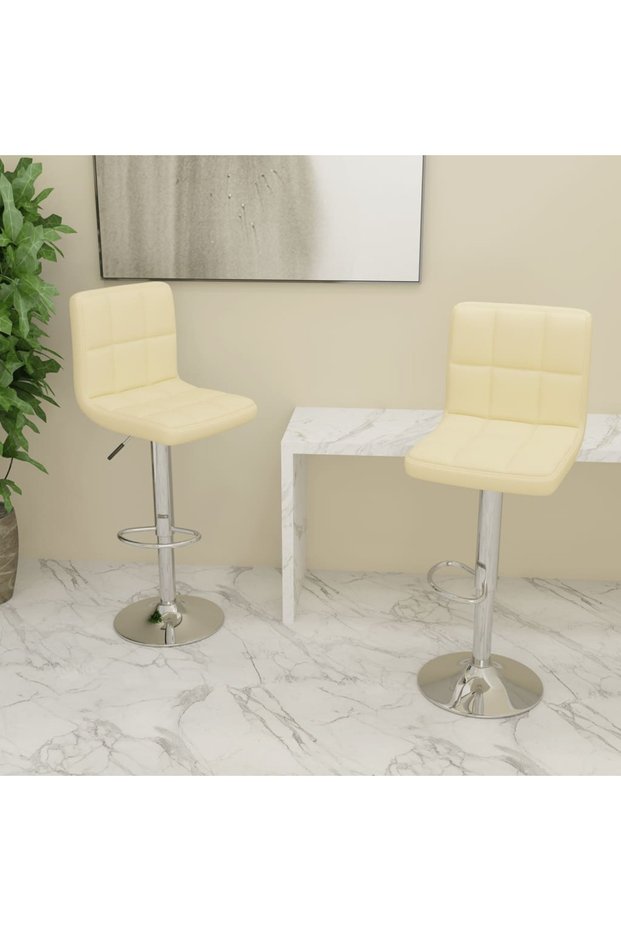 Bar stools, 2 pcs., cream, fabric