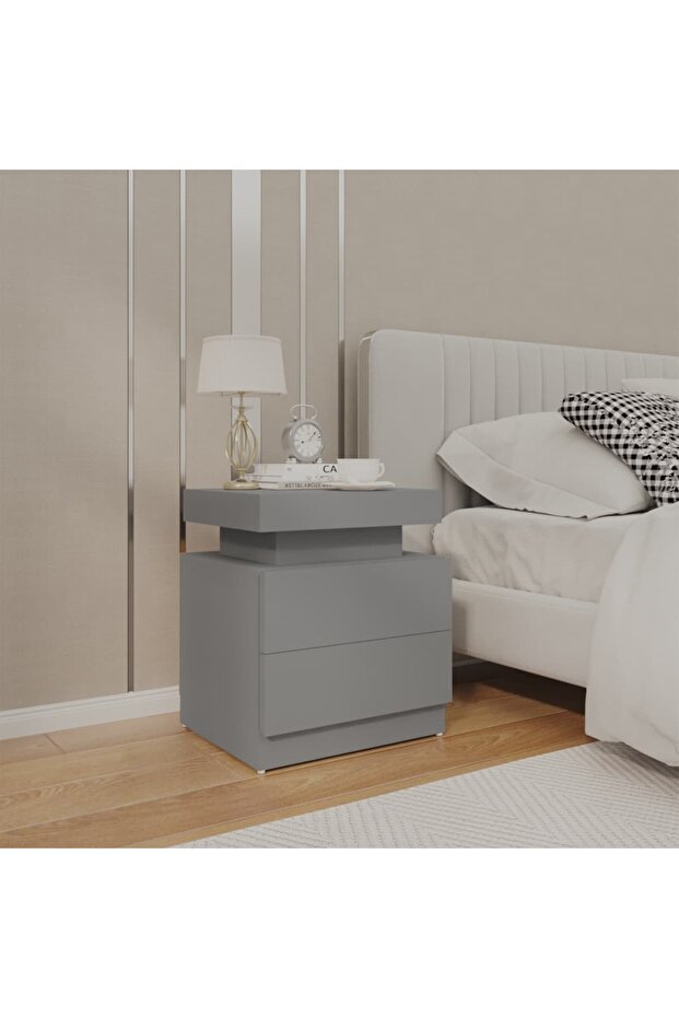 Bedside table, grey, 45x35x52 cm, chipboard - 1