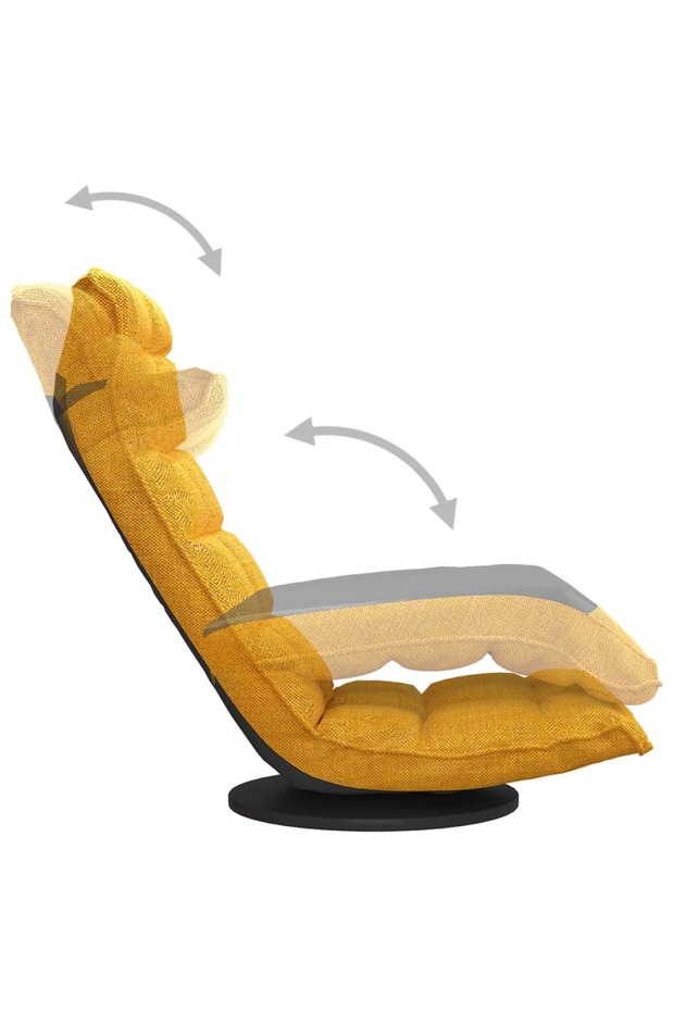 Scaun de podea pivotant, galben muștar, material textil - 6