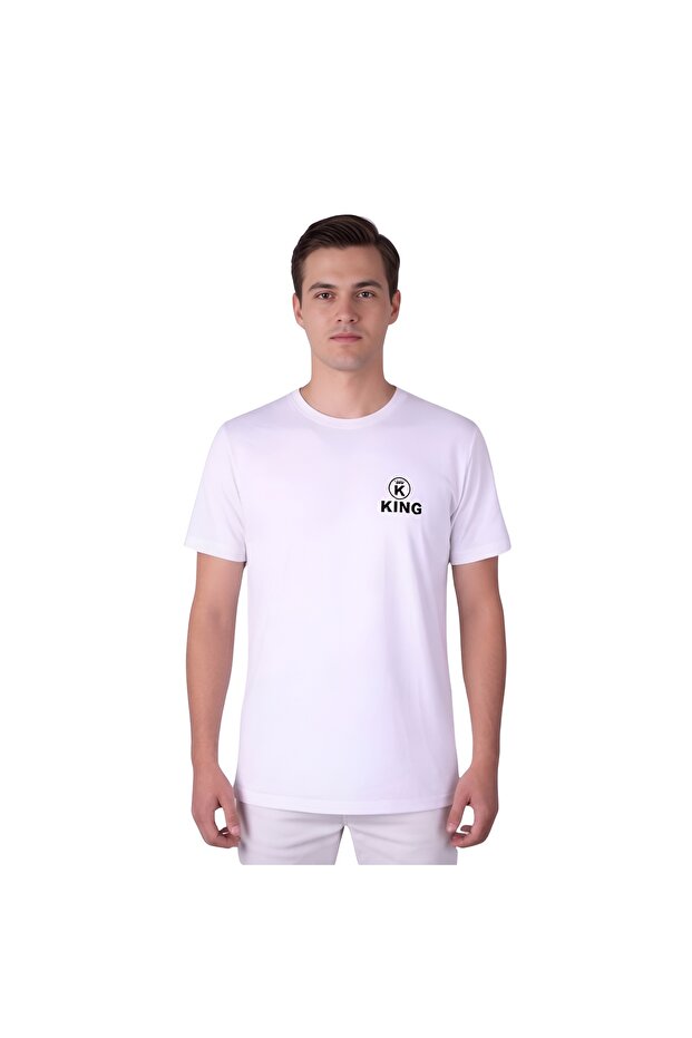 O-Neck Printed Men's T-Shirt King White