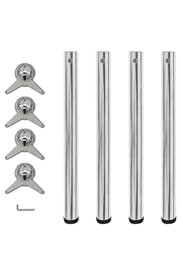 242133 4 Height Adjustable Table Legs Chrome 710 mm - 1