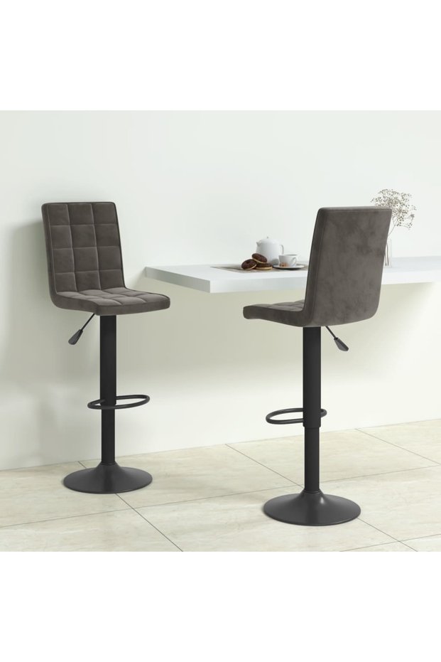 Bar stools, 2 pcs., dark grey, Velvet