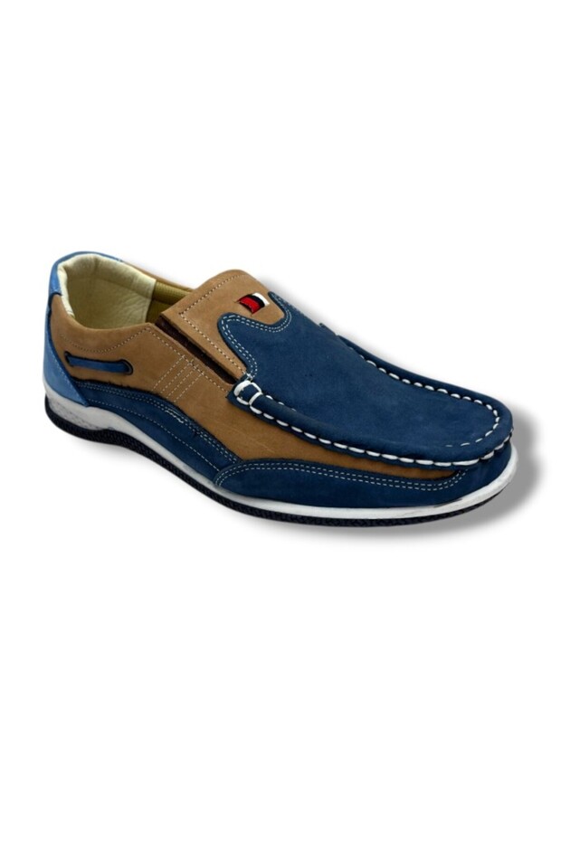 1702-26 Genuine Nubuck Leather Anatomical Casual Men's Shoes Blue Sand