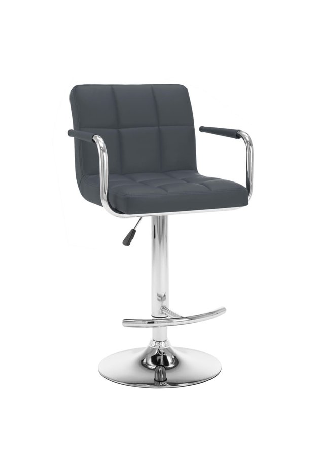 Bar stools, 2 pcs., gray, eco- Leather