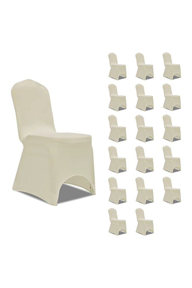 Huse elastice pentru scaun, 18 buc., crem - 1