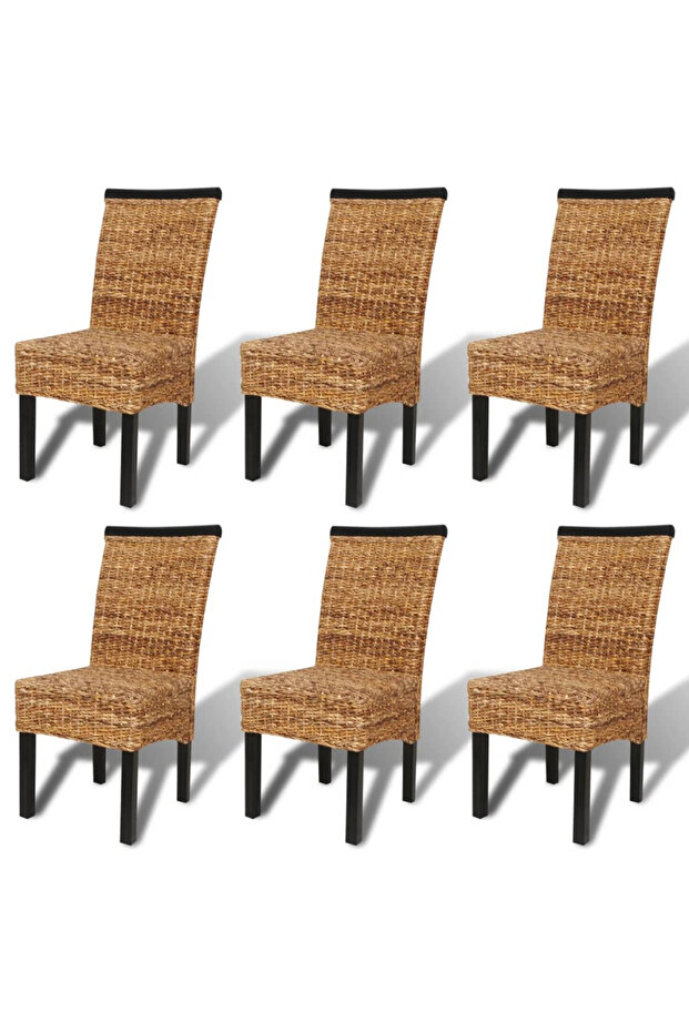 Kitchen chairs, 6 pcs., abaca & solid mango wood - 2