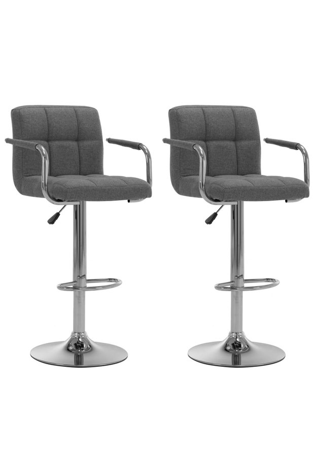 Bar stools, 2 pcs., light grey, fabric