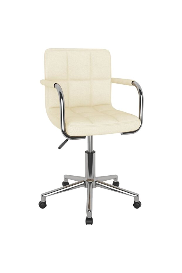 Scaun de birou pivotant, crem, material textil - 2
