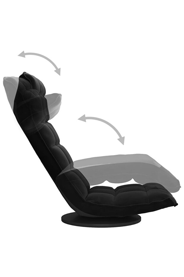 Scaun de podea pivotant, negru, catifea - 6