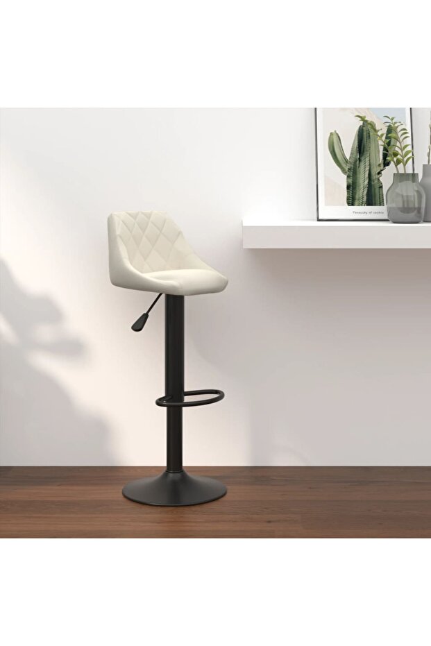 Scaun de bar, crem, catifea - 1