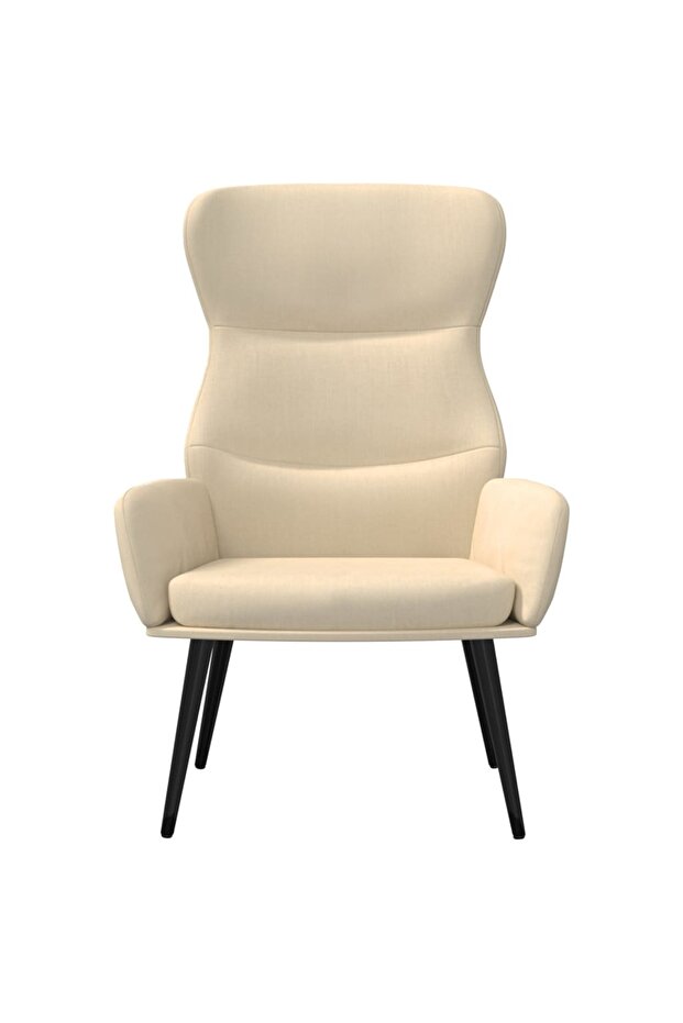 Scaun de relaxare, crem, material textil - 3