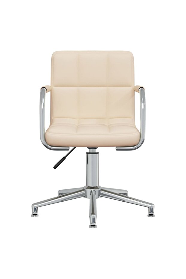 Scaun de bucătărie pivotant, crem, material textil - 2