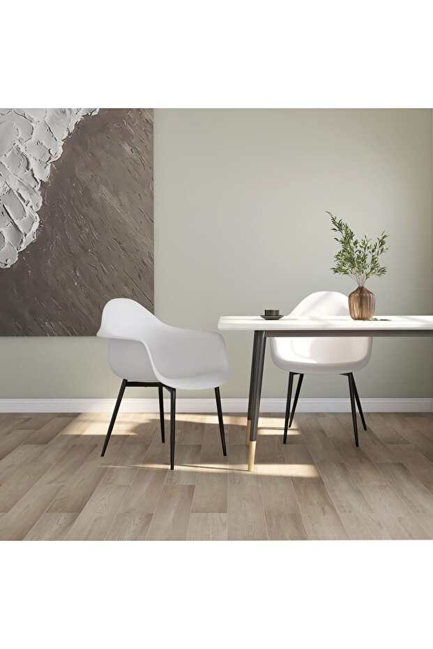 Dining chairs, 2 pcs., white, PP - 1