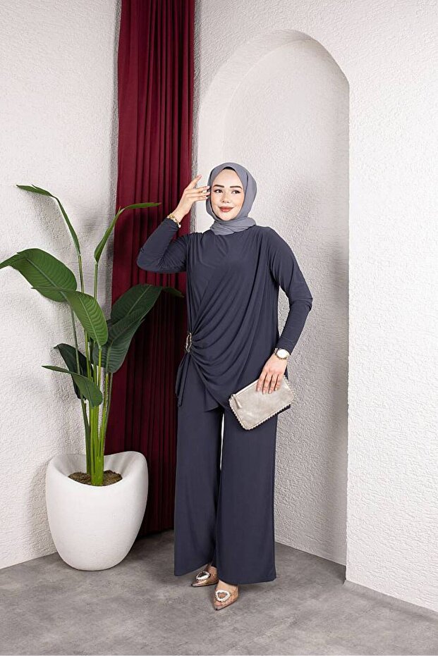 Yanı Buckled Sandy Pants Suit