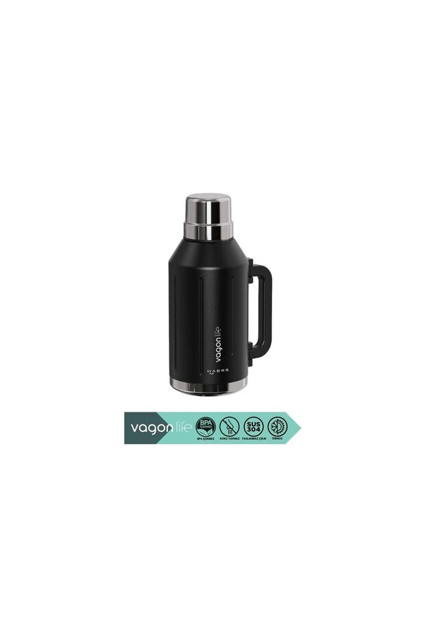 Vagonlife Haers Stainless Steel Thermos with Handle Vgn1004 1200 ml Black