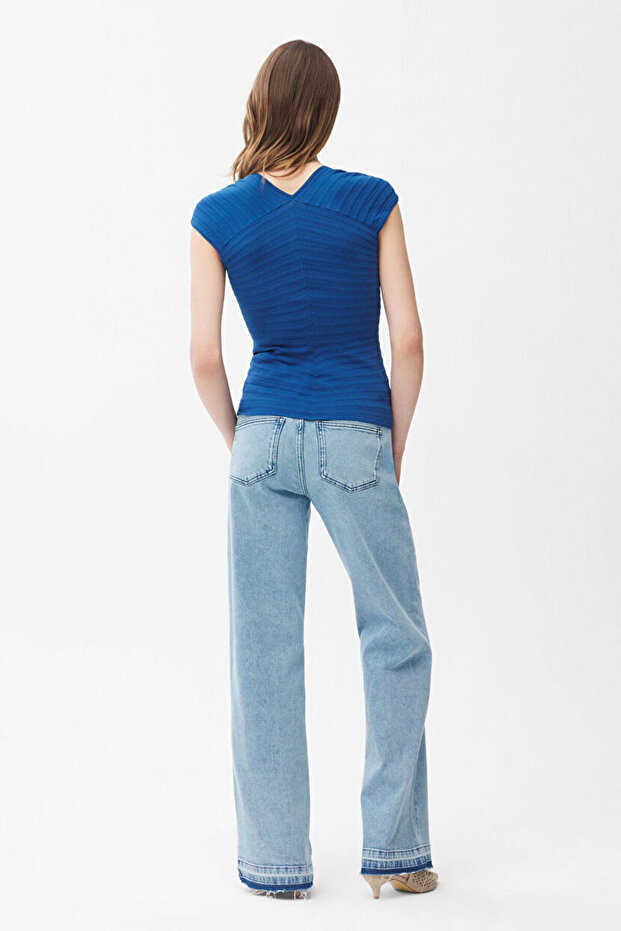 Kare Yaka Triko Bluz - 6