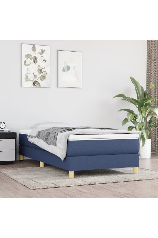 Box spring bed frame, blue, 80x200 cm, textile