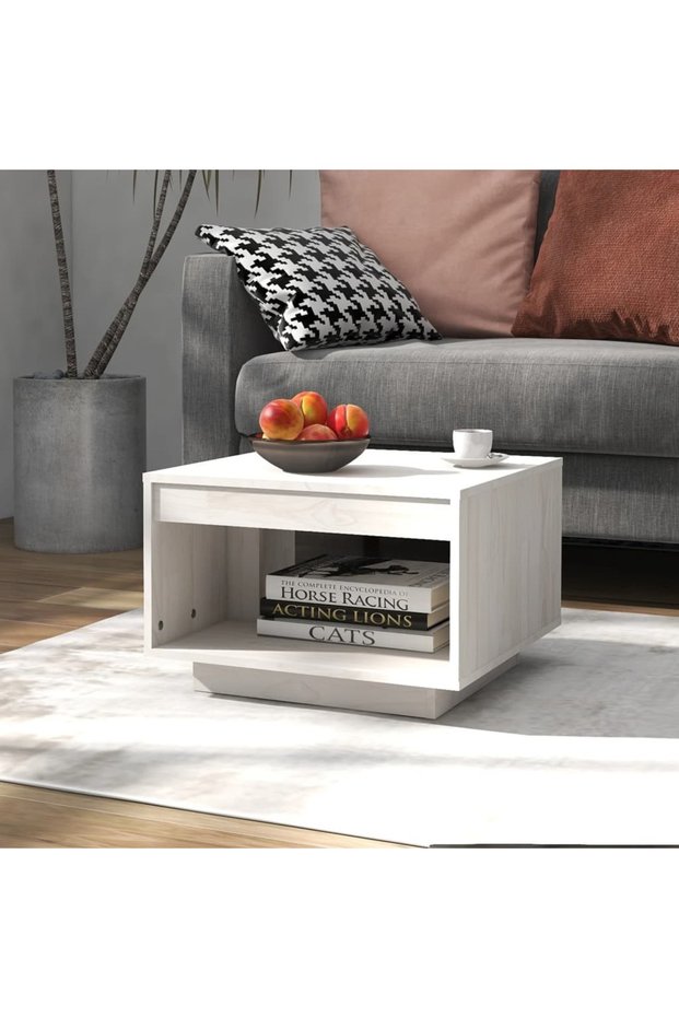 Coffee table, 50x50x33.5 cm, white, solid pine wood