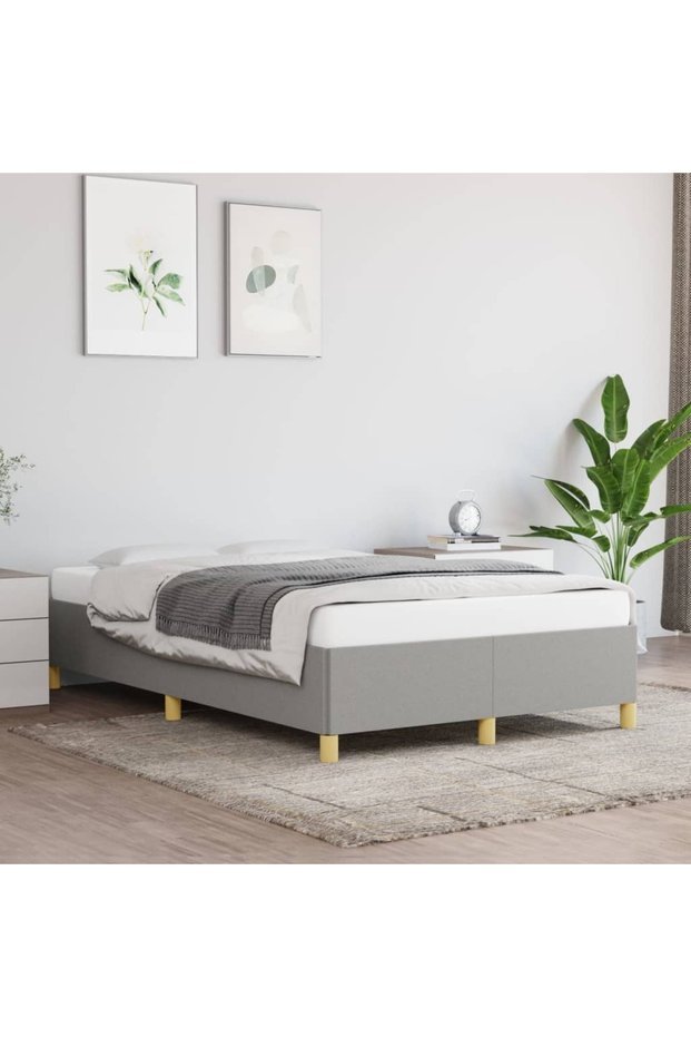 Bed frame, light grey, 120x200 cm, textile