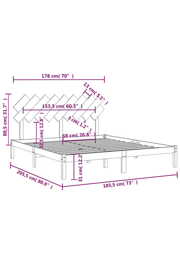 Super King 6FT bed frame, 180x200 cm, solid wood - 6