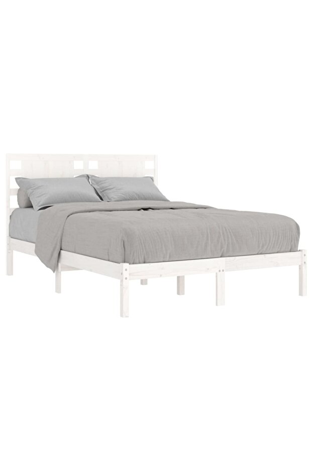Small double bed frame 4FT, white, 120x190 cm, solid wood - 3