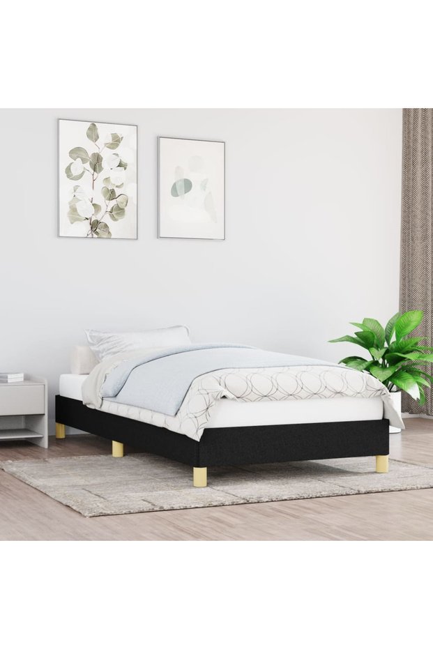 Bed frame, black, 100 x 200 cm, textile